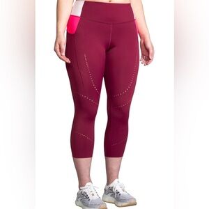 Brooks Womens XL Method 3/4 Running Tights High-Rise Performance Athletic Capri